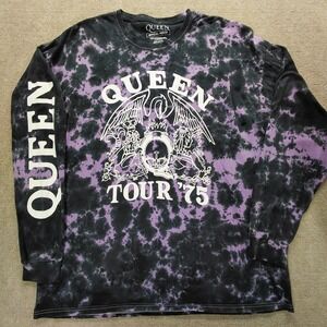 Queen Tour '75 Official Merch Size 2XL Tie Dye Long Sleeve Rock Band Tee Grunge